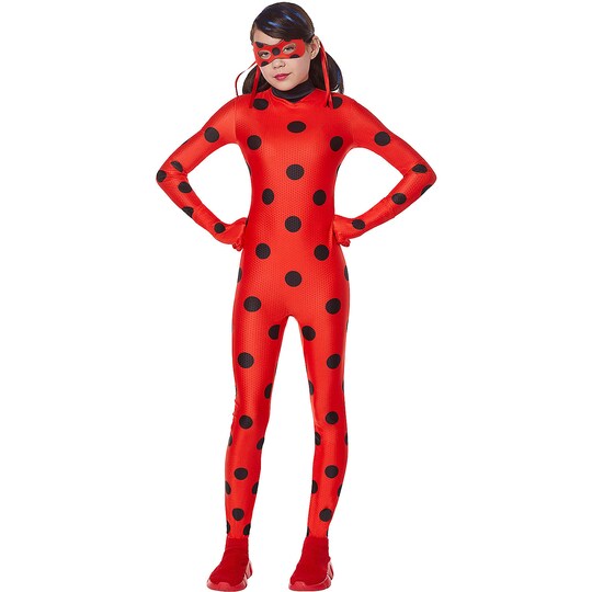 RADYAN; Kids Miraculous Ladybug Costume Red & Black Polka Dot Superhero Outfit; Category:Kids Costumes & Accessories; Image:1